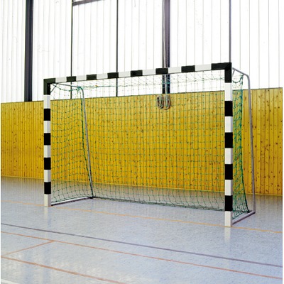 Sport-Thieme Handbaldoel in grondbussen met inklapbare netbeugels, 3x2 m, Rood-zilver, Vastgeschroefde hoekverbindingen