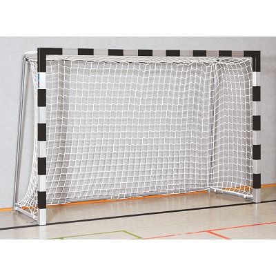 Sport-Thieme Handbaldoel in grondbussen met inklapbare netbeugels, 3x2 m, Zwart-zilver, Gelaste hoekverbindingen