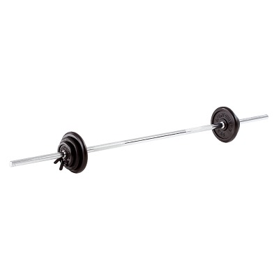 Sport-Thieme Lange halter-set 27,5 kg, met rubberbekleding of chroom, Gietijzer rubber coating