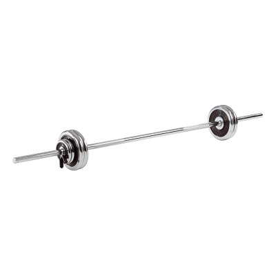 Sport-Thieme Lange halter-set 27,5 kg, met rubberbekleding of chroom, Chroom met rubber inleg
