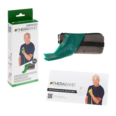 TheraBand Fitnessband 250 cm in zak met rits, Groen, sterk