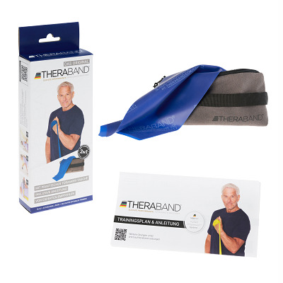 TheraBand Fitnessband 250 cm in zak met rits, Blauw, extra sterk