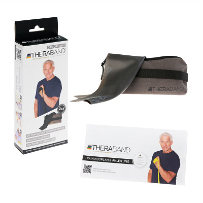 TheraBand Fitnessband 250 cm in zak met rits, Zwart, super sterk