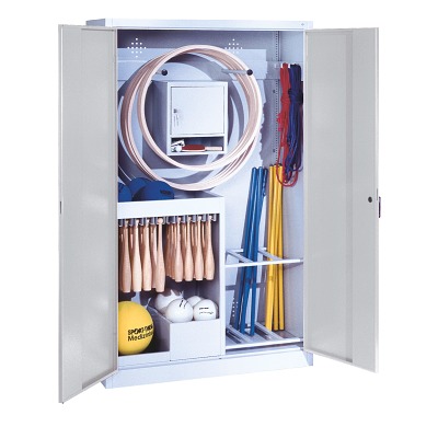 C+P Kast voor sportuitrusting met massief plaatstalen-vleugeldeuren (Type 1), HxBxD 195x120x50 cm, Handvat, Afzonderlijk slot per kast