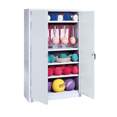 C+P Kast voor sportuitrusting met geperforeerde plaatstaal vleugeldeuren (Type 2), HxBxD195x120x50 cm, Goudgeel (RAL 1004), Uniforme vergrendeling