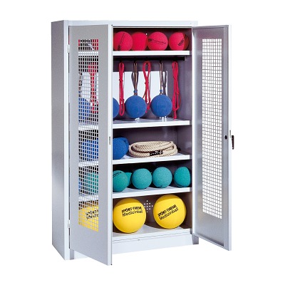 C+P Kast voor sportuitrusting met geperforeerde plaatstaal vleugeldeuren (Type 2), HxBxD195x120x50 cm, Goudgeel (RAL 1004), Afzonderlijk slot per kast