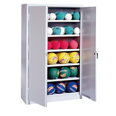 C+P Ballenkast met geperforeerde plaatstaal vleugeldeuren (Type 3), HxBxD 195x93x40 cm, Goudgeel (RAL 1004), Afzonderlijk slot per kast