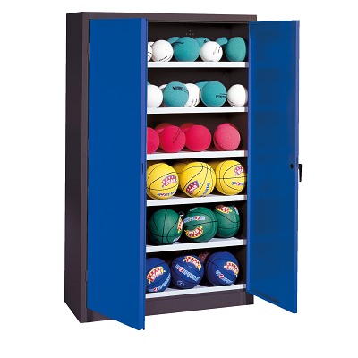 C+P Ballenkast met geperforeerde plaatstaal vleugeldeuren (Type 3), HxBxD 195x120x50 cm, Handvat, Afzonderlijk slot per kast