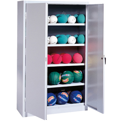 C+P Ballenkast met geperforeerde plaatstaal vleugeldeuren (Type 3), HxBxD 195x150x50 cm, Goudgeel (RAL 1004), Afzonderlijk slot per kast
