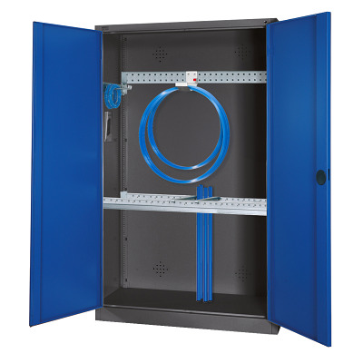 C+P Modulaire kast voor sportuitrusting "Basisuitrusting" met volledig metalen vleugeldeuren, HxBxD 195x120x50 cm, Handvat, Afzonderlijk slot per kast