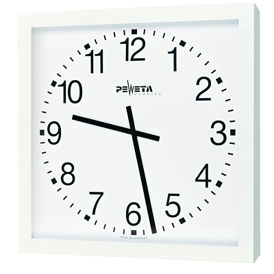 Peweta Wandklok voor grote ruimten 50x50 cm, netvoeding, Uitvoering voor vochtige ruimten, Uuraanduiding Arabische getallen