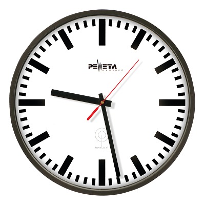 Peweta Wandklok kunststof, draadloze, Uuraanduiding balkjes, Zwart