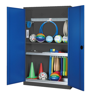 C+P Modulaire kast voor sportuitrusting "Complete uitrusting" met massief plaatstalen draaideuren, HxBxD 195x120x50 cm, Handvat, Afzonderlijk slot per kast