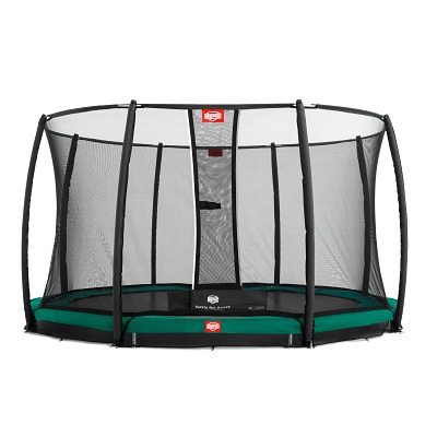 Berg Trampoline InGround "Champion" met Sicherheitsnetz Deluxe, 380 cm, Randbedekking groen
