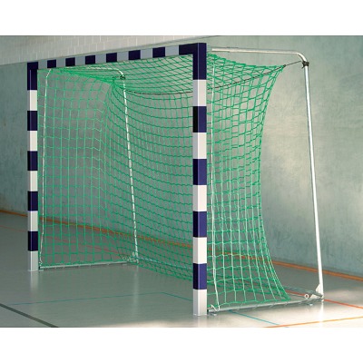 Sport-Thieme Handbaldoel in grondbussen staand met Premium stalen hoekverbinding, Blauw-zilver, Met inklapbare netbeugels