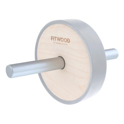 Fitwood Buiktrainer "Ab Wheel Kivi", Hout natuur/zilver