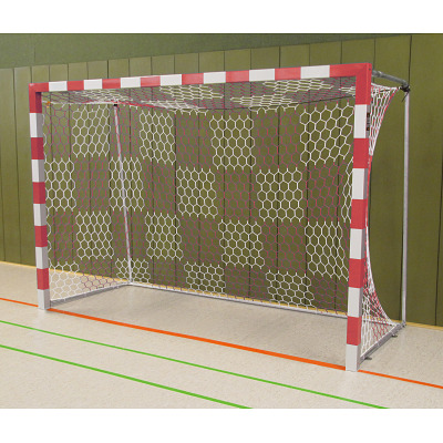 Sport-Thieme Handbaldoel vrijstaand, 3x2 m, Rood-zilver, Vastgeschroefde hoekverbindingen