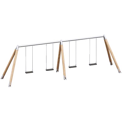 Playparc Viervoudige schommel "Hout/Metaal", Ophanghoogte 200 cm