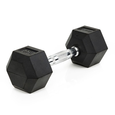 Sport-Thieme Korte halter 'Rubber Hex', 5 kg
