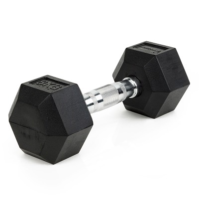 Sport-Thieme Korte halter 'Rubber Hex', 8 kg