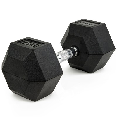 Sport-Thieme Korte halter 'Rubber Hex', 25 kg