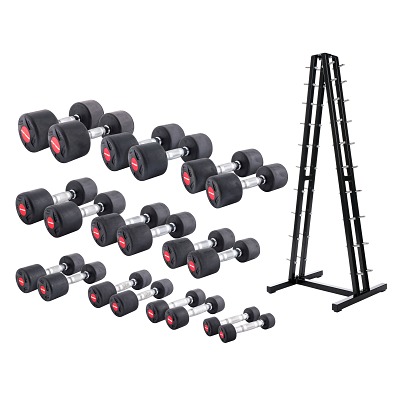 Sport-Thieme Compacte halter-set 'Rubber', 1-10 kg, incl. halterrek