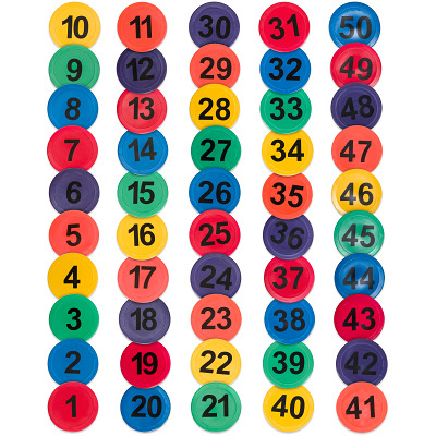 Sport-Thieme Vloermarkerings-set "Cijfers/letters", Nummers 1–50