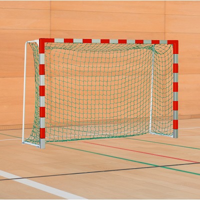 Sport-Thieme Handbaldoel met inklapbare netbeugels, Rood-zilver, Standard, doeldiepte 1,25 m