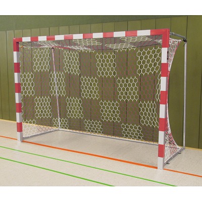 Sport-Thieme Handbaldoel vrijstaand, 3x2 m, Rood-zilver, Gelaste hoekverbindingen