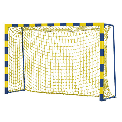 Sport-Thieme Handbaldoel "Colour" met inklapbare netbeugels, Geel-blauw, Standard, doeldiepte 1 m