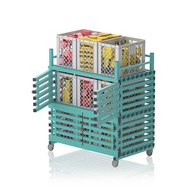 Sport-Thieme Schappenwagen 'Afsluitbaar' by Vendiplas, Aqua, Klein, met opzetstuk