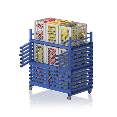 Sport-Thieme Schappenwagen 'Afsluitbaar' by Vendiplas, Blauw, Klein, met opzetstuk