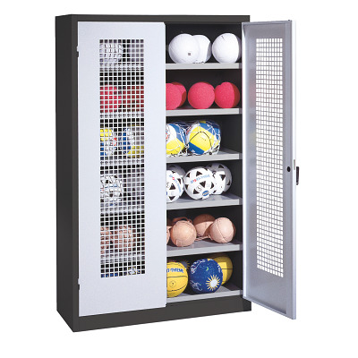 C+P Ballenkast met geperforeerde plaatstaal vleugeldeuren (Type 3), HxBxD 195x120x50 cm, Ergo-Lock handgreep, Afzonderlijk slot per kast