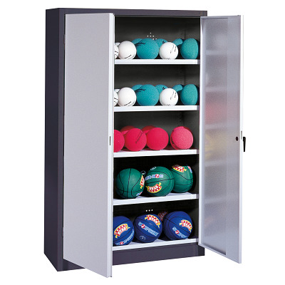 C+P Ballenkast met geperforeerde plaatstaal vleugeldeuren (Type 3), HxBxD 195x150x50 cm, Ergo-Lock handgreep, Afzonderlijk slot per kast