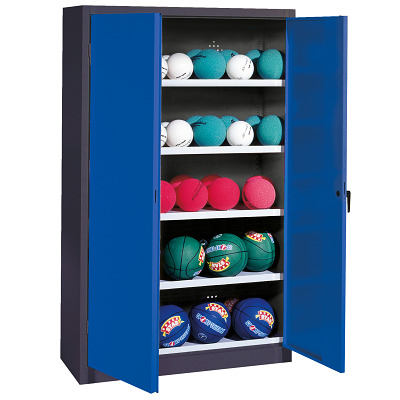C+P Ballenkast met geperforeerde plaatstaal vleugeldeuren (Type 3), HxBxD 195x150x50 cm, Ergo-Lock handgreep, Afzonderlijk slot per kast