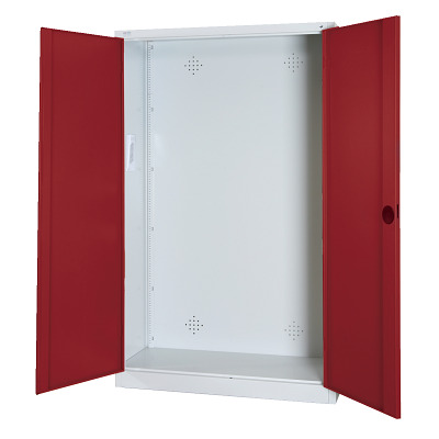 C+P Modulaire kast voor sportuitrusting met geperforeerde plaatstaal vleugeldeuren, HxBxD 195x120x50 cm, Robijnrood (RAL 3003), Afzonderlijk slot per kast