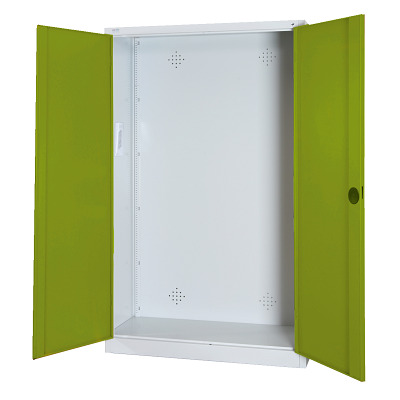 C+P Modulaire kast voor sportuitrusting met geperforeerde plaatstaal vleugeldeuren, HxBxD 195x120x50 cm, Clowngroen (RAL 110 80 60), Afzonderlijk slot per kast