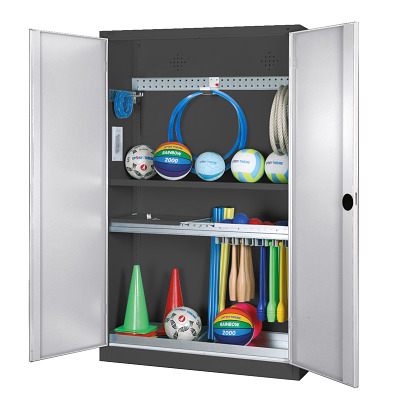 C+P Modulaire kast voor sportuitrusting "Complete uitrusting" met massief plaatstalen draaideuren, HxBxD 195x120x50 cm, Ergo-Lock handgreep, Afzonderlijk slot per kast