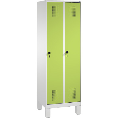 C+P Garderobekast/locker S 3000 Evolo, vakbreedte 30 cm, met poten, Viridiaangroen (RDS 110 80 60), 185x60x50 cm/ 2 vakken