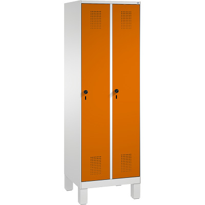 C+P Garderobekast/locker S 3000 Evolo, vakbreedte 30 cm, met poten, Geel-oranje (RAL 2000), 185x60x50 cm/ 2 vakken