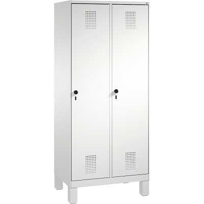 C+P Garderobekast/locker S 3000 Evolo, vakbreedte 40 cm, met poten, Lichtgrijs (RAL 7035), 185x80x50 cm/ 2 Abteile