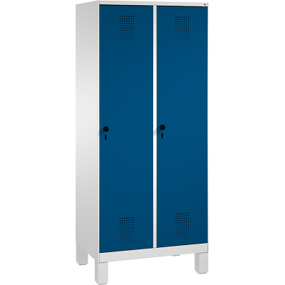 C+P Garderobekast/locker S 3000 Evolo, vakbreedte 40 cm, met poten, Gentiaanblauw (RAL 5010), 185x80x50 cm/ 2 Abteile