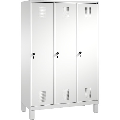 C+P Garderobekast/locker S 3000 Evolo, vakbreedte 40 cm, met poten, Lichtgrijs (RAL 7035), 185x120x50 cm/ 3 Abteile