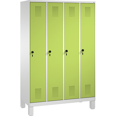 C+P Garderobekast/locker S 3000 Evolo, vakbreedte 30 cm, met poten, Viridiaangroen (RDS 110 80 60), 185x120x50 cm/ 4 vakken