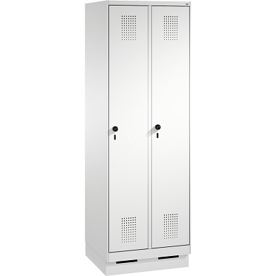 C+P Garderobekast/locker S 3000 Evolo, vakbreedte 30 cm, met sokkel, Lichtgrijs (RAL 7035), 180x60x50 cm/ 2 vakken