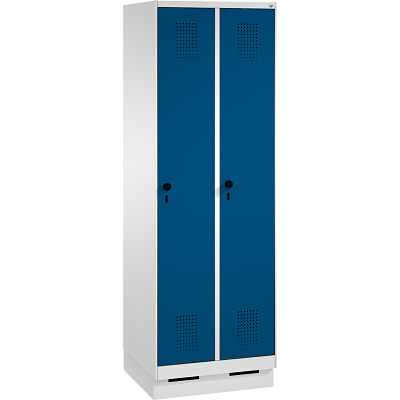 C+P Garderobekast/locker S 3000 Evolo, vakbreedte 30 cm, met sokkel, Gentiaanblauw (RAL 5010), 180x60x50 cm/ 2 vakken