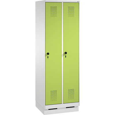 C+P Garderobekast/locker S 3000 Evolo, vakbreedte 30 cm, met sokkel, Viridiaangroen (RDS 110 80 60), 180x60x50 cm/ 2 vakken