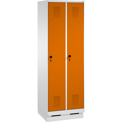 C+P Garderobekast/locker S 3000 Evolo, vakbreedte 30 cm, met sokkel, Geel-oranje (RAL 2000), 180x60x50 cm/ 2 vakken