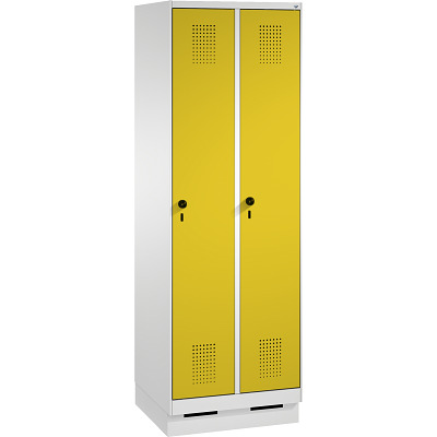 C+P Garderobekast/locker S 3000 Evolo, vakbreedte 30 cm, met sokkel, Fel geel (RDS 080 80 60), 180x60x50 cm/ 2 vakken