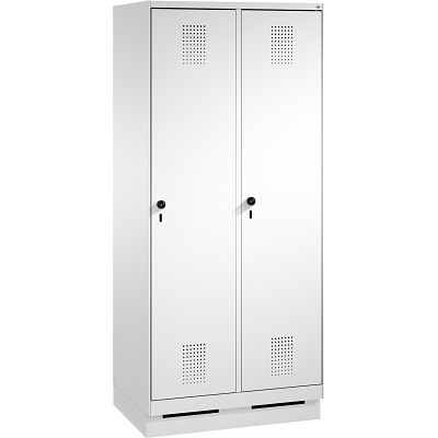 C+P Garderobekast/locker S 3000 Evolo, vakbreedte 40 cm, met sokkel, Lichtgrijs (RAL 7035), 180x80x50 cm/ 2 vakken